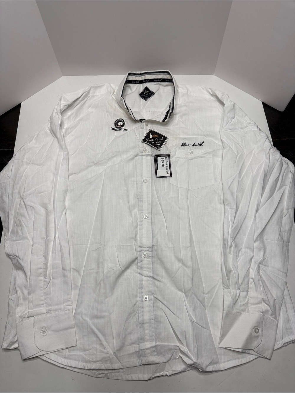 Blanc de Nil Men's White Dress Shirt with Contrast Trim